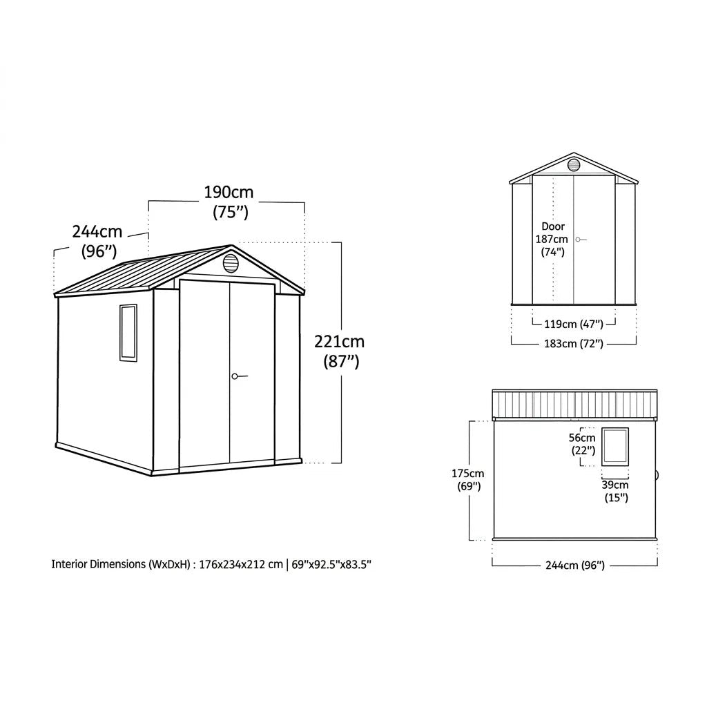Keter 6×8 Darwin Heavy Duty Plastic Garden Shed Green - image 6