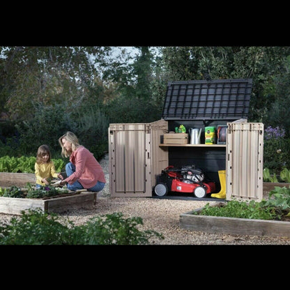 Keter Store It Out Midi Lockable Outdoor Garden Storage Box 880L - Beige/Brown