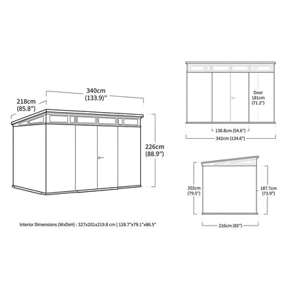 Keter 11×7 Cortina Heavy Duty Plastic Pent Shed Dark Grey - image 2