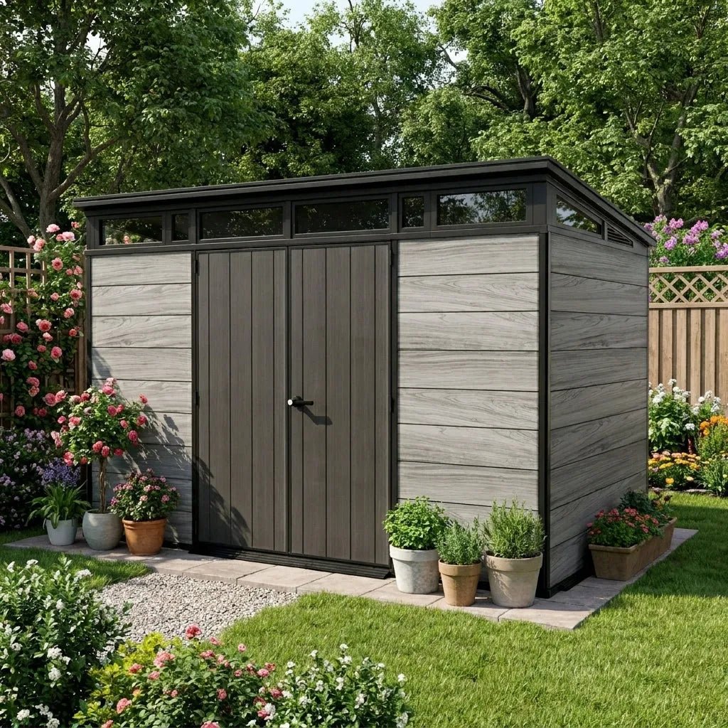 Keter 11×7 Cortina Heavy Duty Plastic Pent Shed Dark Grey - image 4