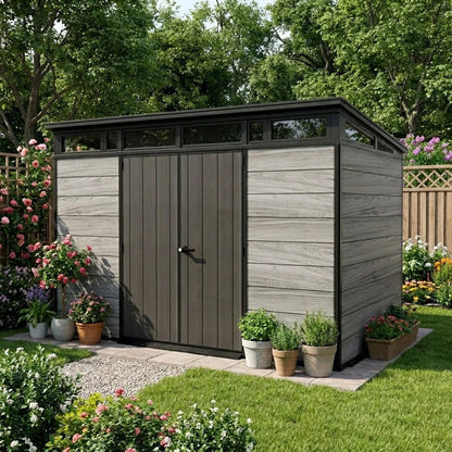 Keter 11×7 Cortina Heavy Duty Plastic Pent Shed Dark Grey - image 4