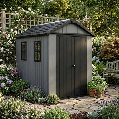 Keter 11’x7.5′ Newton Plus Side Entry Plastic Shed Graphite - image 3