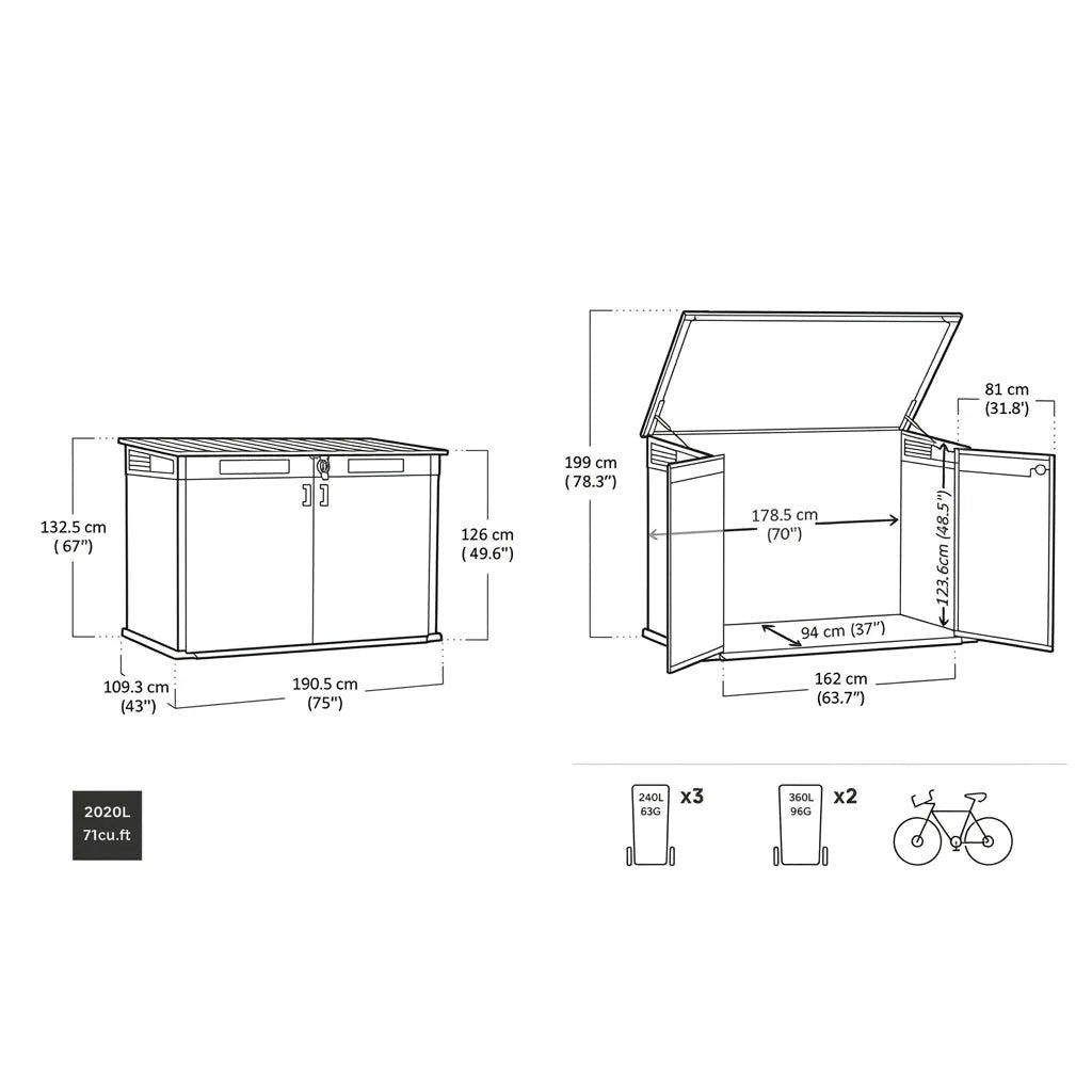 Keter 4×2 Cortina Alto Heavy Duty Vertical Shed Dark Grey - image 4
