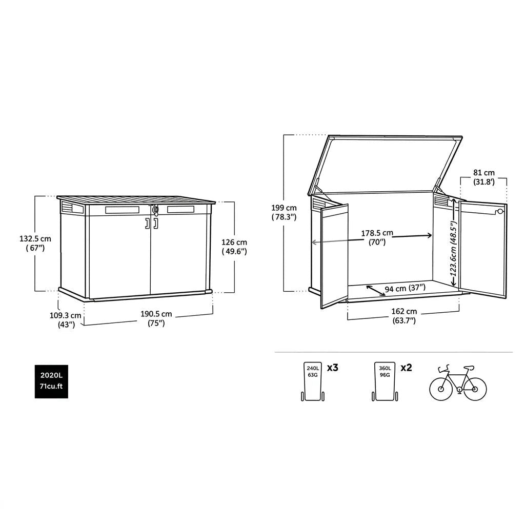 Keter 4×2 Cortina Alto Heavy Duty Vertical Shed Dark Grey - image 5