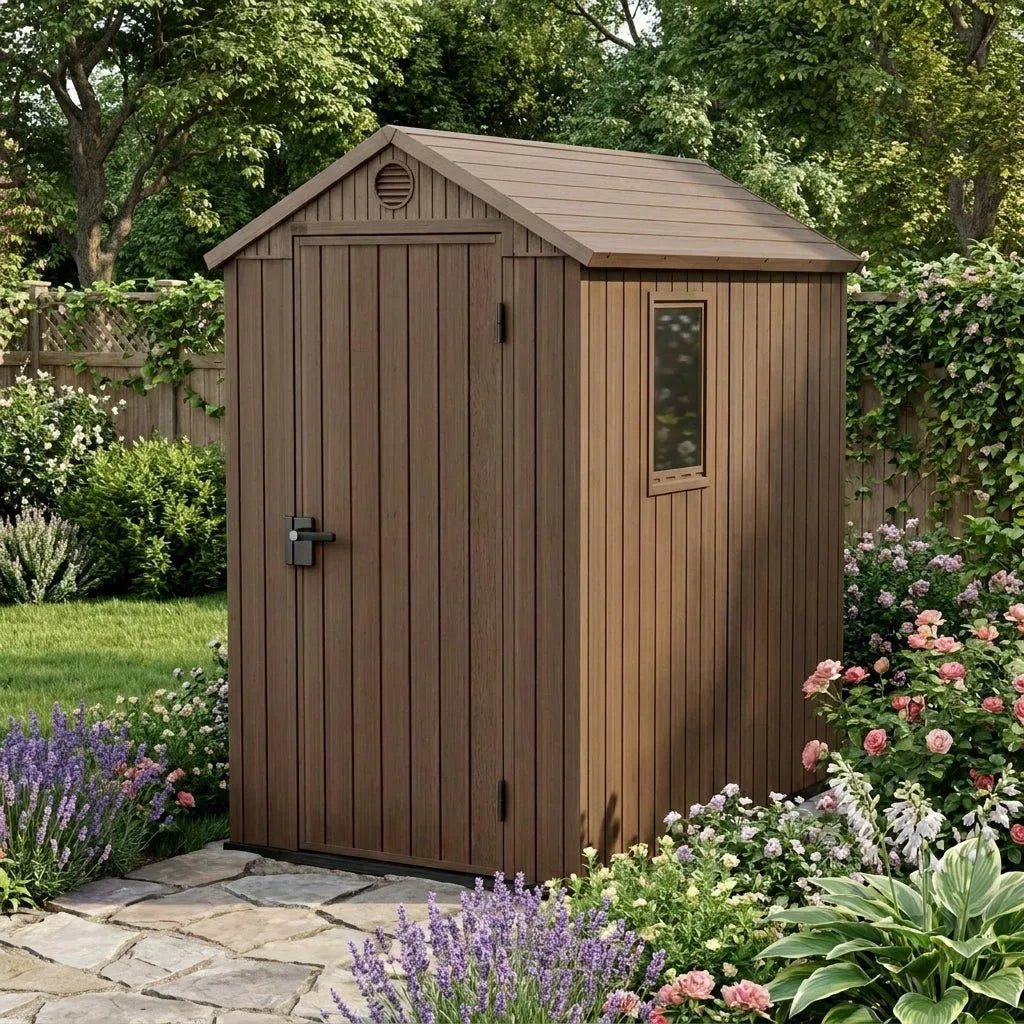 Keter 4×6 Darwin Heavy Duty Plastic Garden Shed Brown - image 3