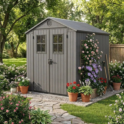 Keter 4×6 Darwin Heavy Duty Plastic Garden Shed Grey - image 2