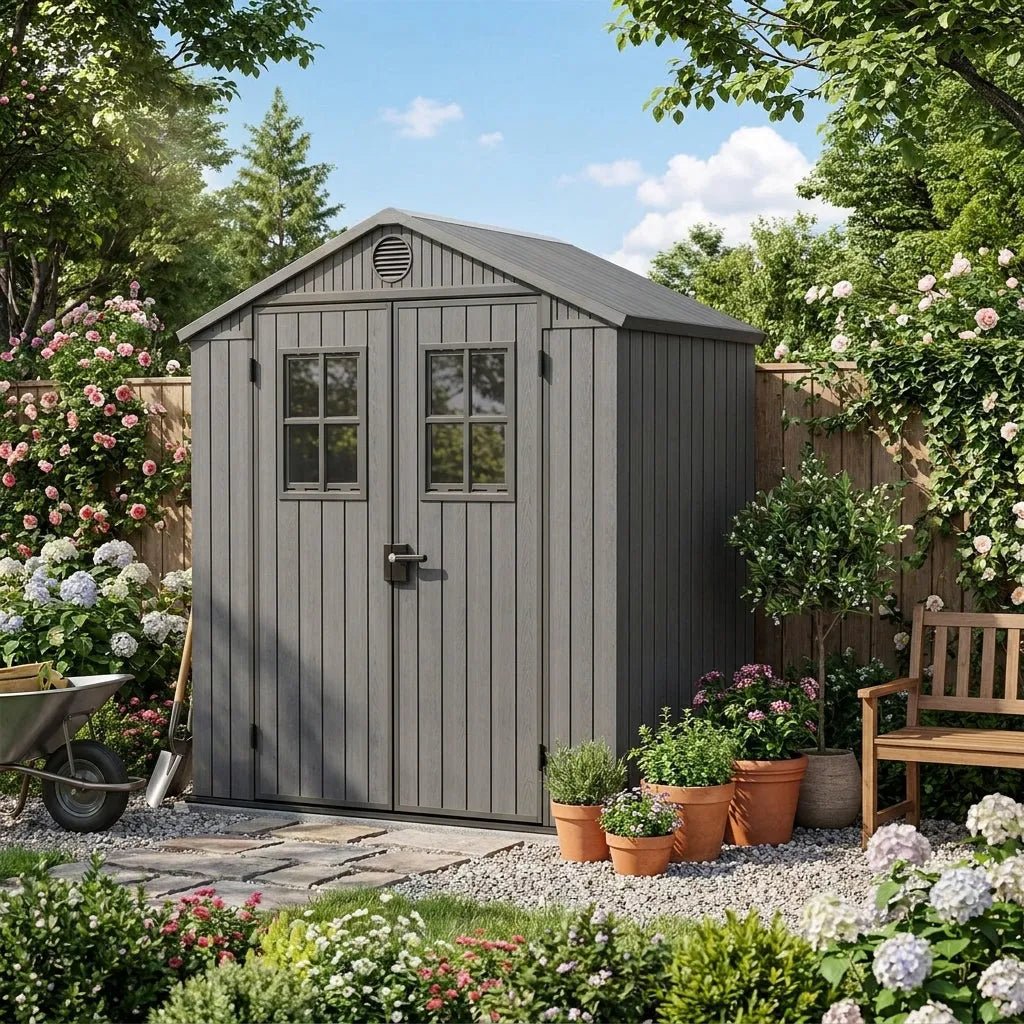 Keter 4×6 Darwin Heavy Duty Plastic Garden Shed Grey - image 3