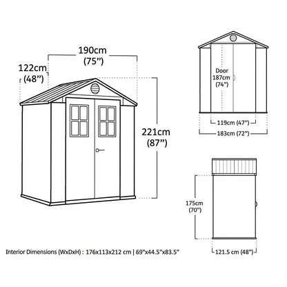 Keter 4×6 Darwin Heavy Duty Plastic Garden Shed Grey - image 5