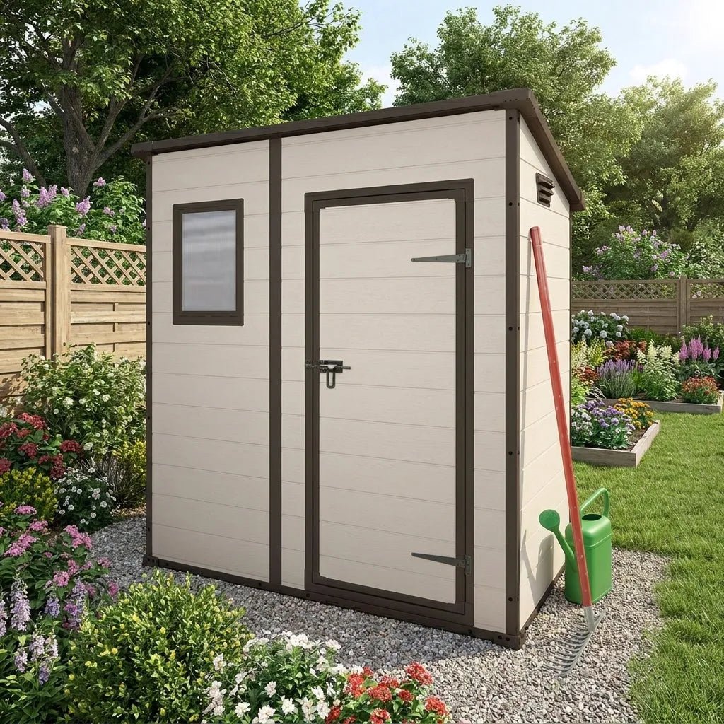 Keter 6×4 Manor Plastic Pent Garden Storage Shed Beige - image 2