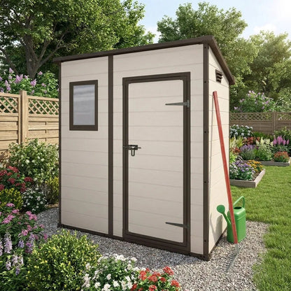 Keter 6×4 Manor Plastic Pent Garden Storage Shed Beige - image 2