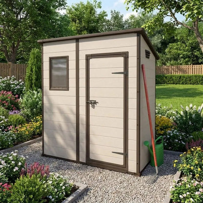 Keter 6×4 Manor Plastic Pent Garden Storage Shed Beige - image 3