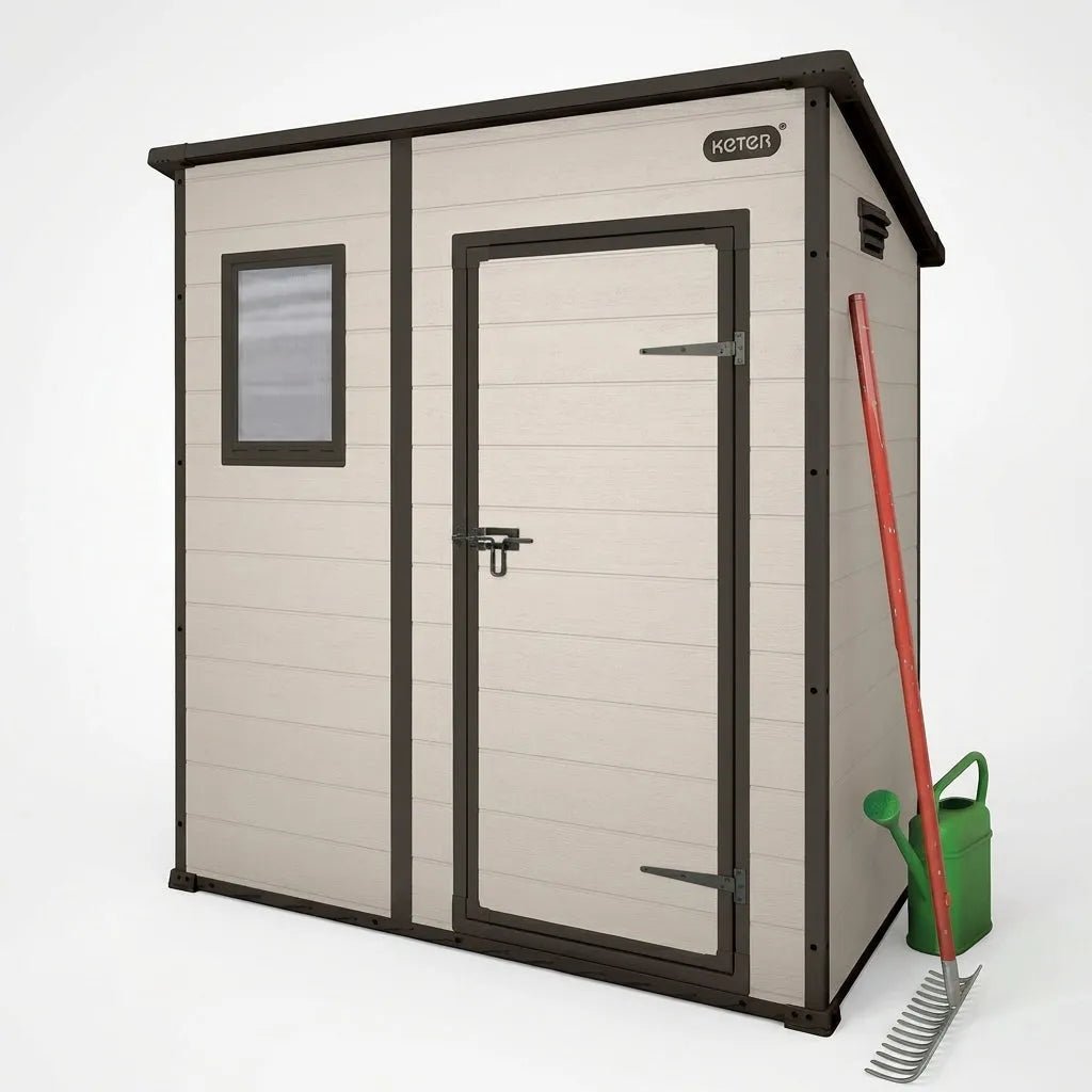 Keter 6×4 Manor Plastic Pent Garden Storage Shed Beige - image 4