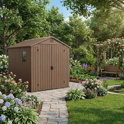 Keter 6×8 Darwin Heavy Duty Plastic Garden Shed Brown - image 3