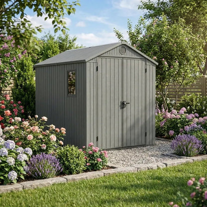 Keter 6×8 Darwin Heavy Duty Plastic Garden Shed Green - image 2