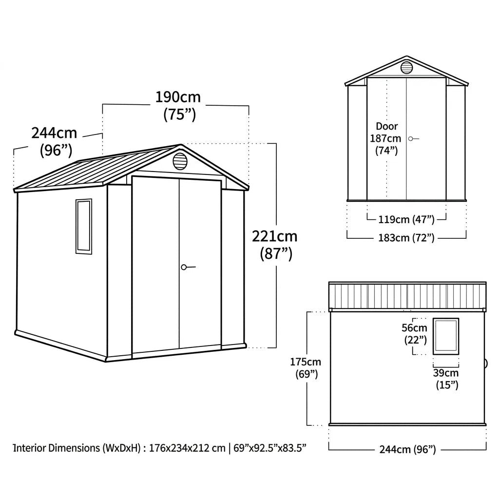 Keter 6×8 Darwin Heavy Duty Plastic Garden Shed Green - image 5