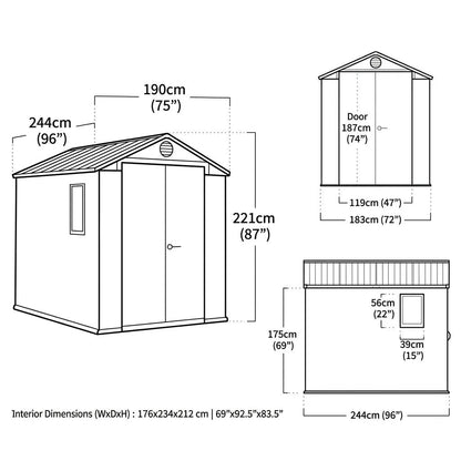Keter 6×8 Darwin Heavy Duty Plastic Garden Shed Green - image 5