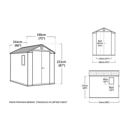 Keter 6×8 Darwin Heavy Duty Plastic Garden Shed Green - image 6