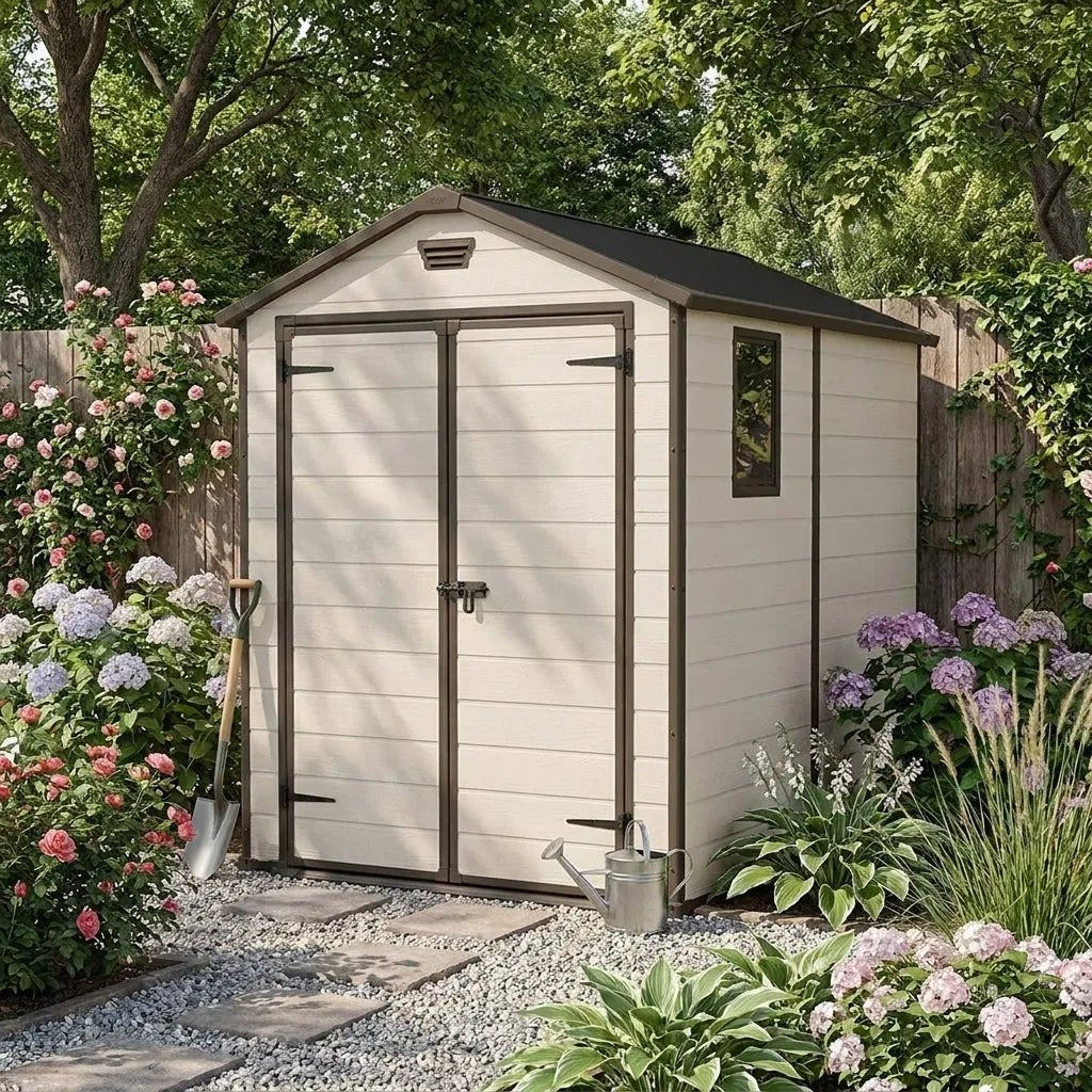 Keter 6×8 Manor Plastic Garden Storage Shed Beige - image 2