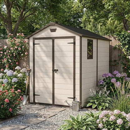 Keter 6×8 Manor Plastic Garden Storage Shed Beige - image 2