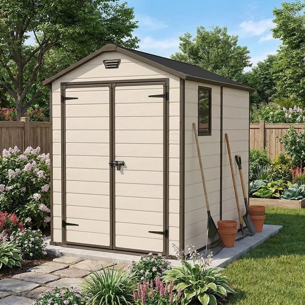 Keter 6×8 Manor Plastic Garden Storage Shed Beige - image 3
