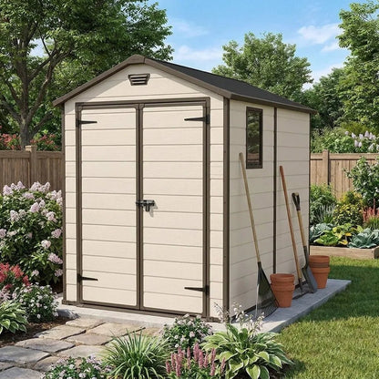 Keter 6×8 Manor Plastic Garden Storage Shed Beige - image 3