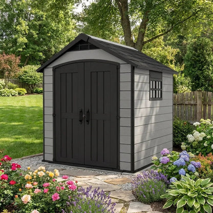 Keter 7.5’x11′ Premier Heavy Duty Plastic Shed Grey - image 4