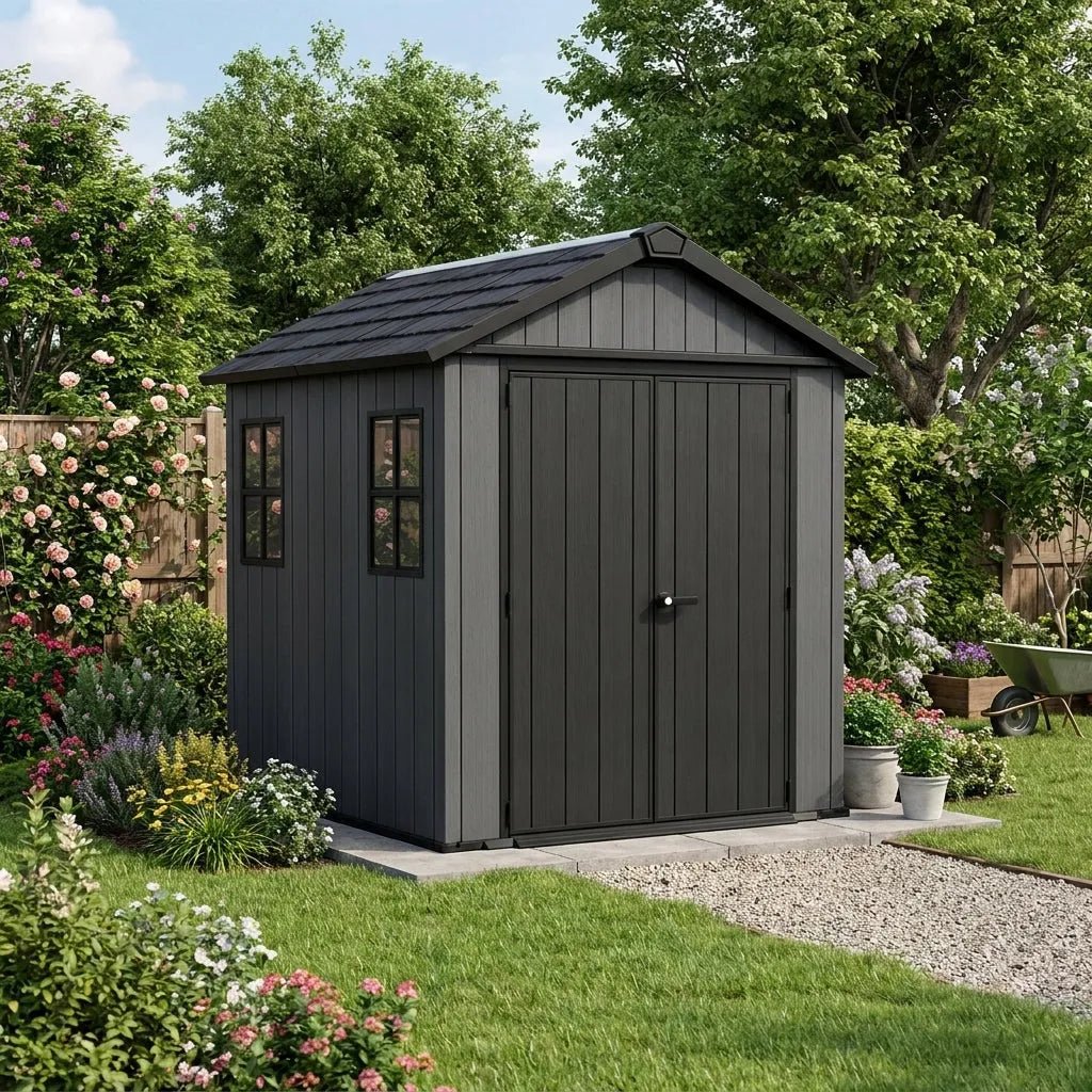 Keter 7’x7.5′ Newton Plus Side Entry Plastic Shed Dark Grey - image 3