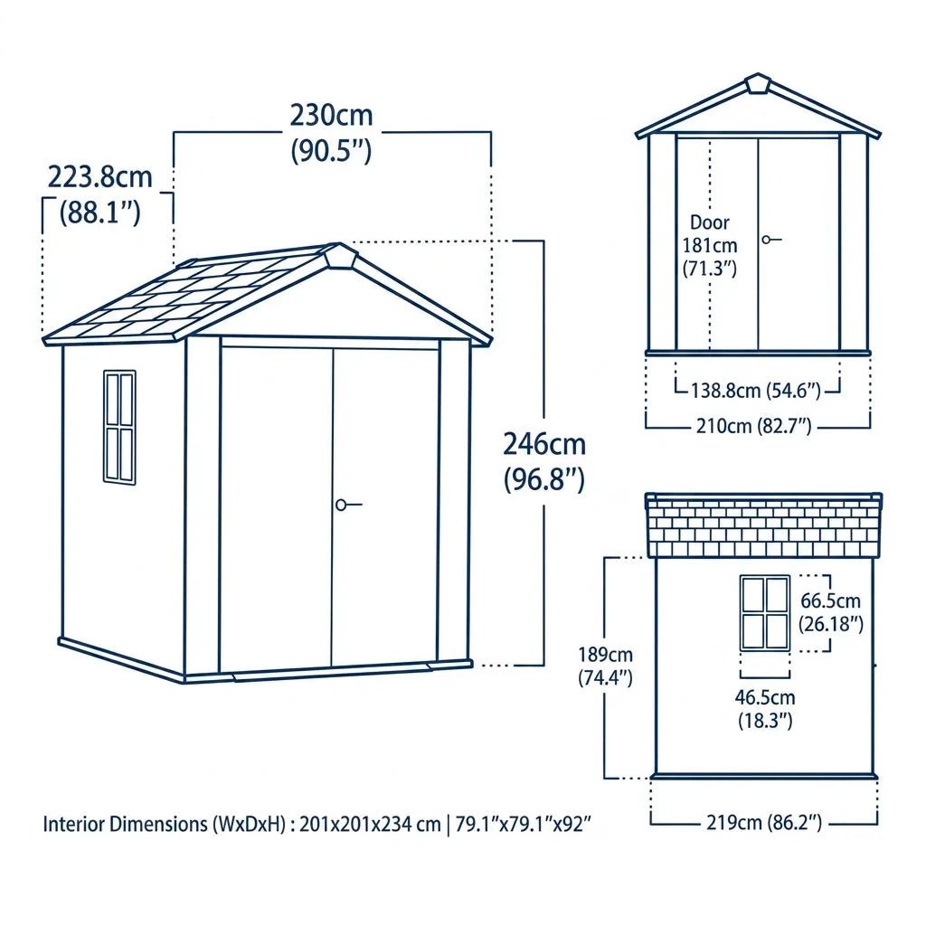 Keter 7’x7.5′ Newton Plus Side Entry Plastic Shed Dark Grey - image 5