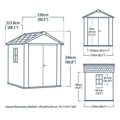 Keter 7’x7.5′ Newton Plus Side Entry Plastic Shed Dark Grey - image 5