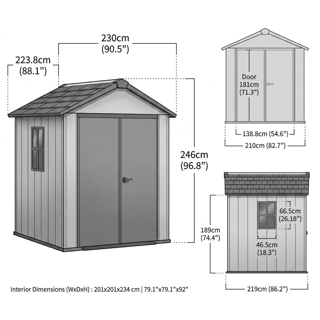 Keter 7’x7.5′ Newton Plus Side Entry Plastic Shed Dark Grey - image 6