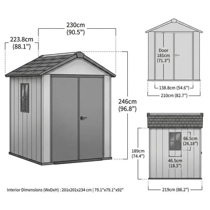 Keter 7’x7.5′ Newton Plus Side Entry Plastic Shed Dark Grey - image 6