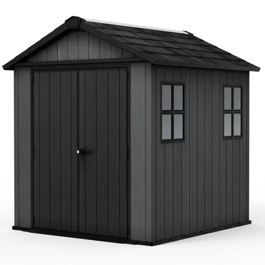Keter 7’x7.5′ Newton Plus Side Entry Plastic Shed Dark Grey