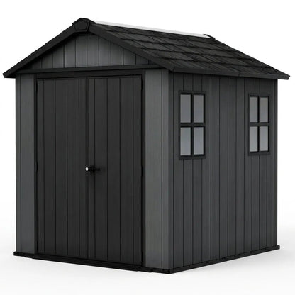 Keter 7’x7.5′ Newton Plus Side Entry Plastic Shed Dark Grey