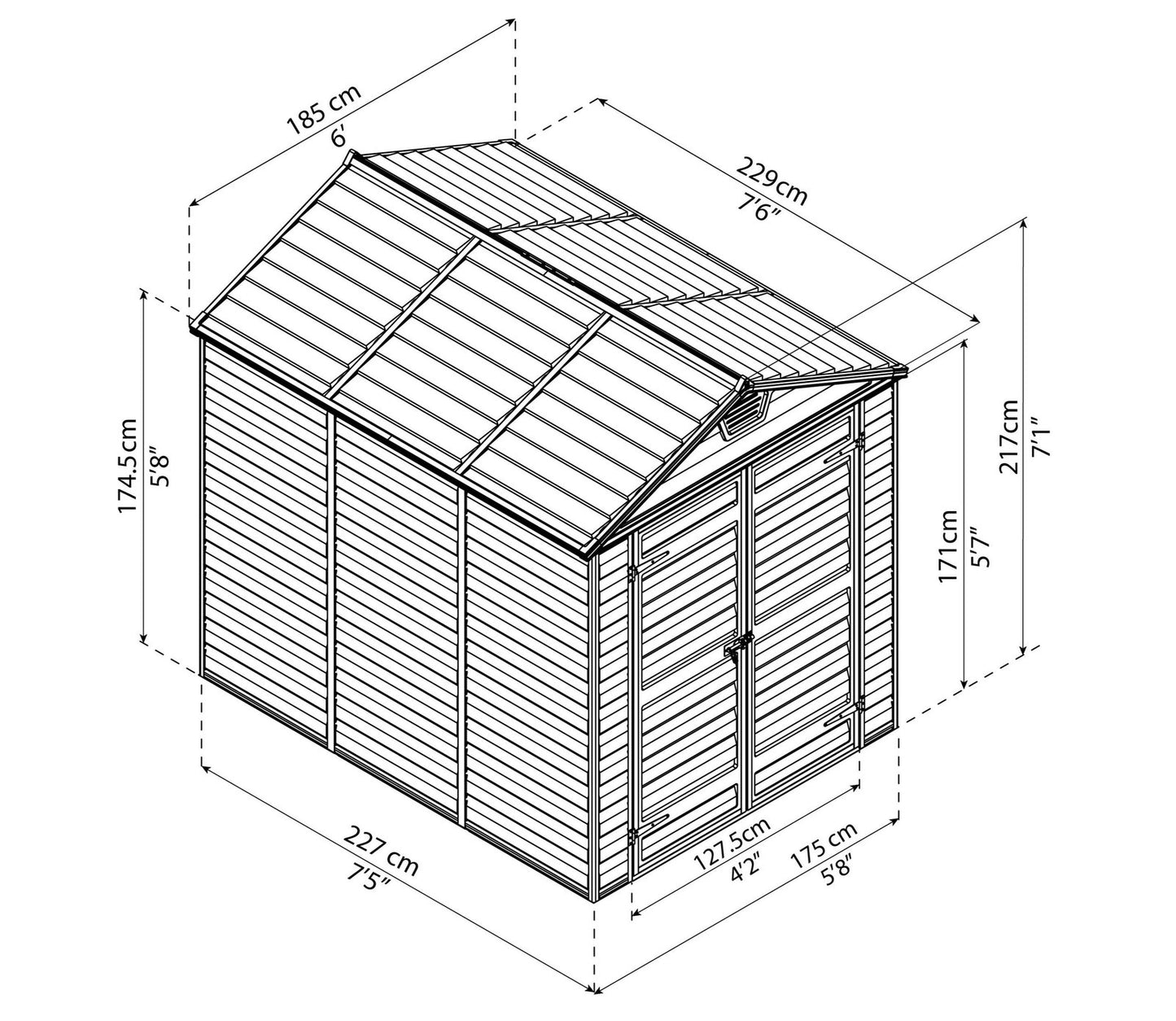 Palram Canopia 6 x 8 ft Skylight Anthracite Polycarbonate Shed - image 10