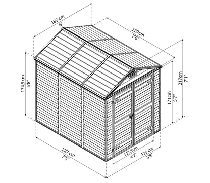 Palram Canopia 6 x 8 ft Skylight Anthracite Polycarbonate Shed - image 10