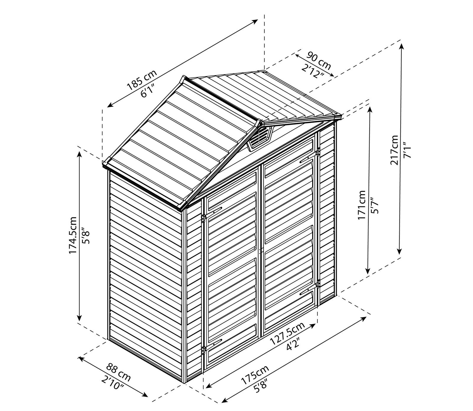 Palram Canopia 6 x 3 ft Skylight Anthracite Polycarbonate Shed - image 11