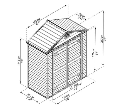 Palram Canopia 6 x 3 ft Skylight Anthracite Polycarbonate Shed - image 11