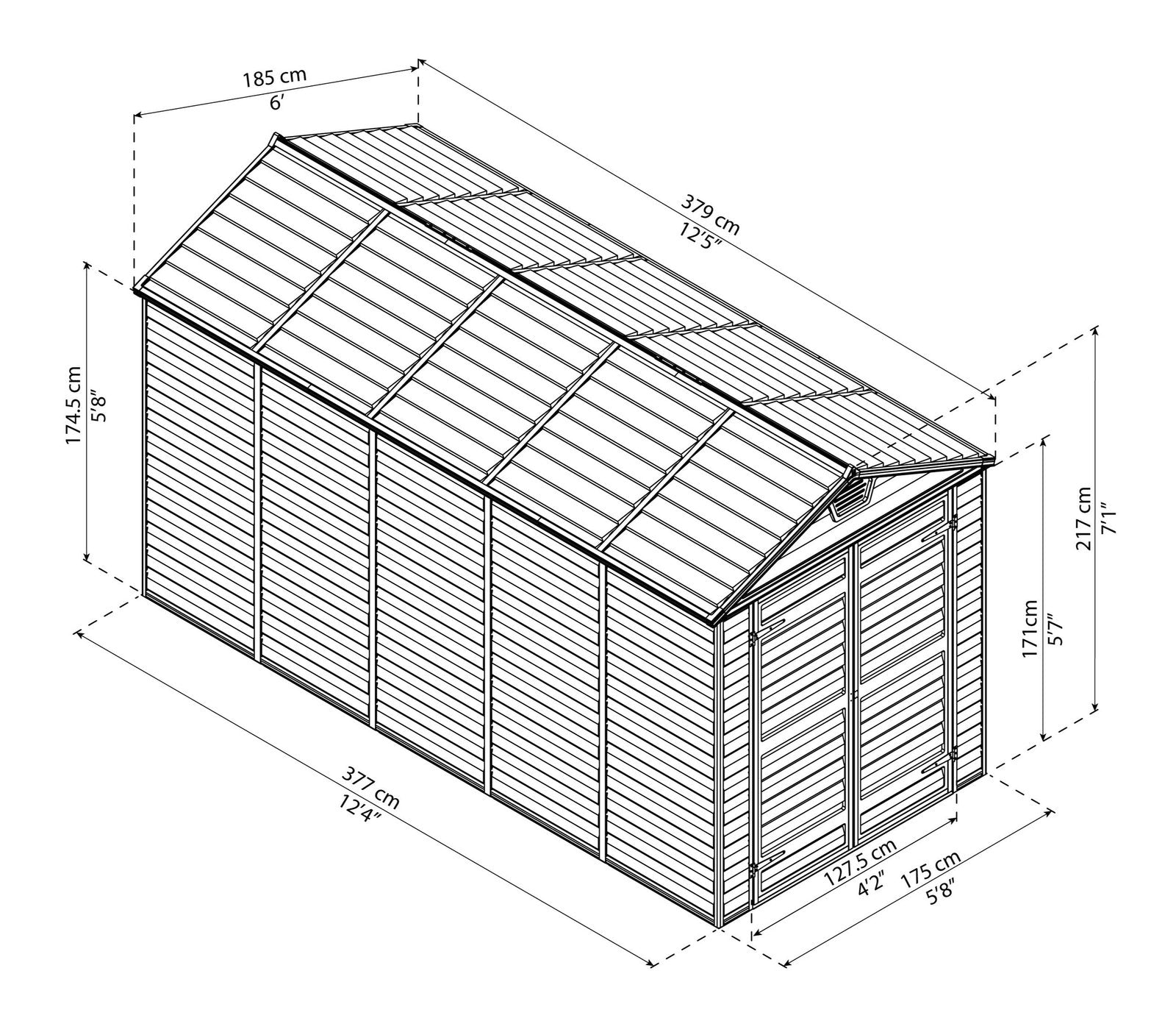 Palram Canopia 6 x 12 ft Skylight Anthracite Polycarbonate Shed - image 9