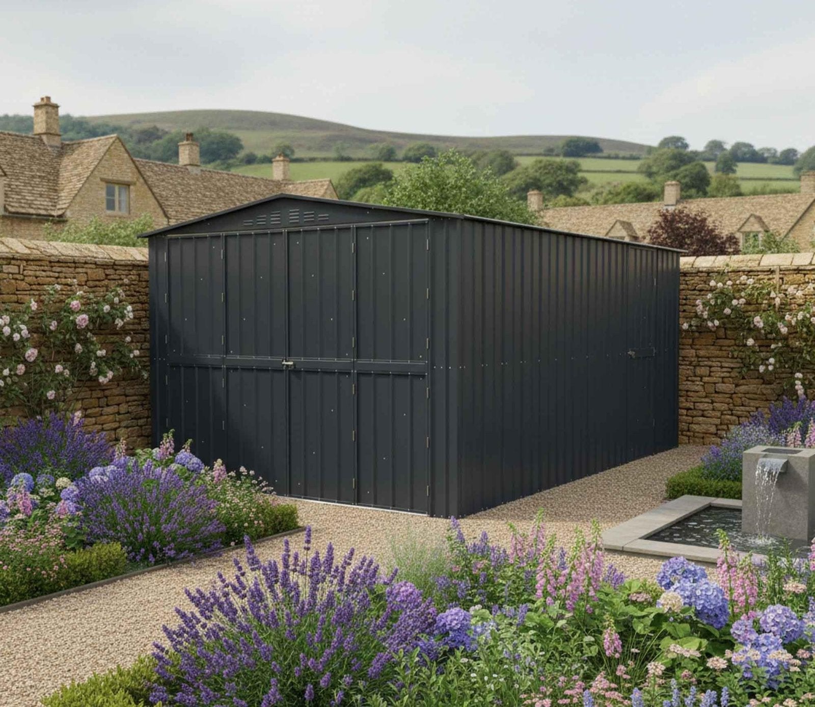 Globel 10 x 15 ft Dual Door Metal Workshop Garage - image 2