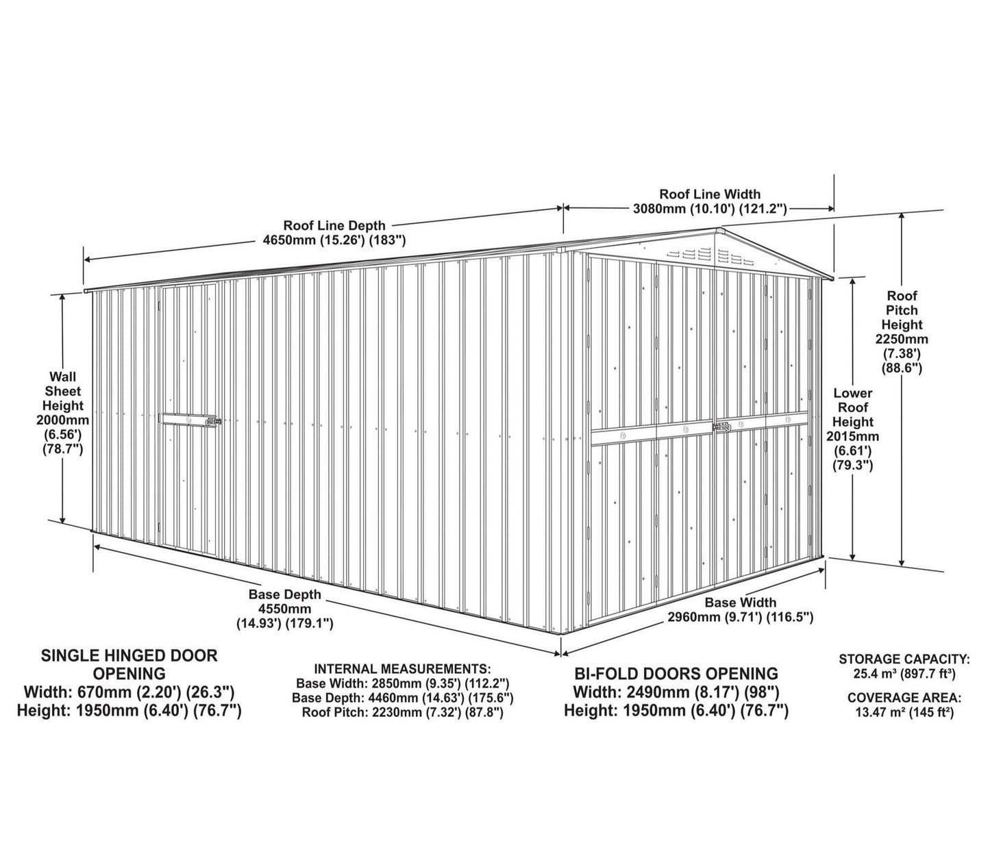 Globel 10 x 15 ft Dual Door Metal Workshop Garage - image 12