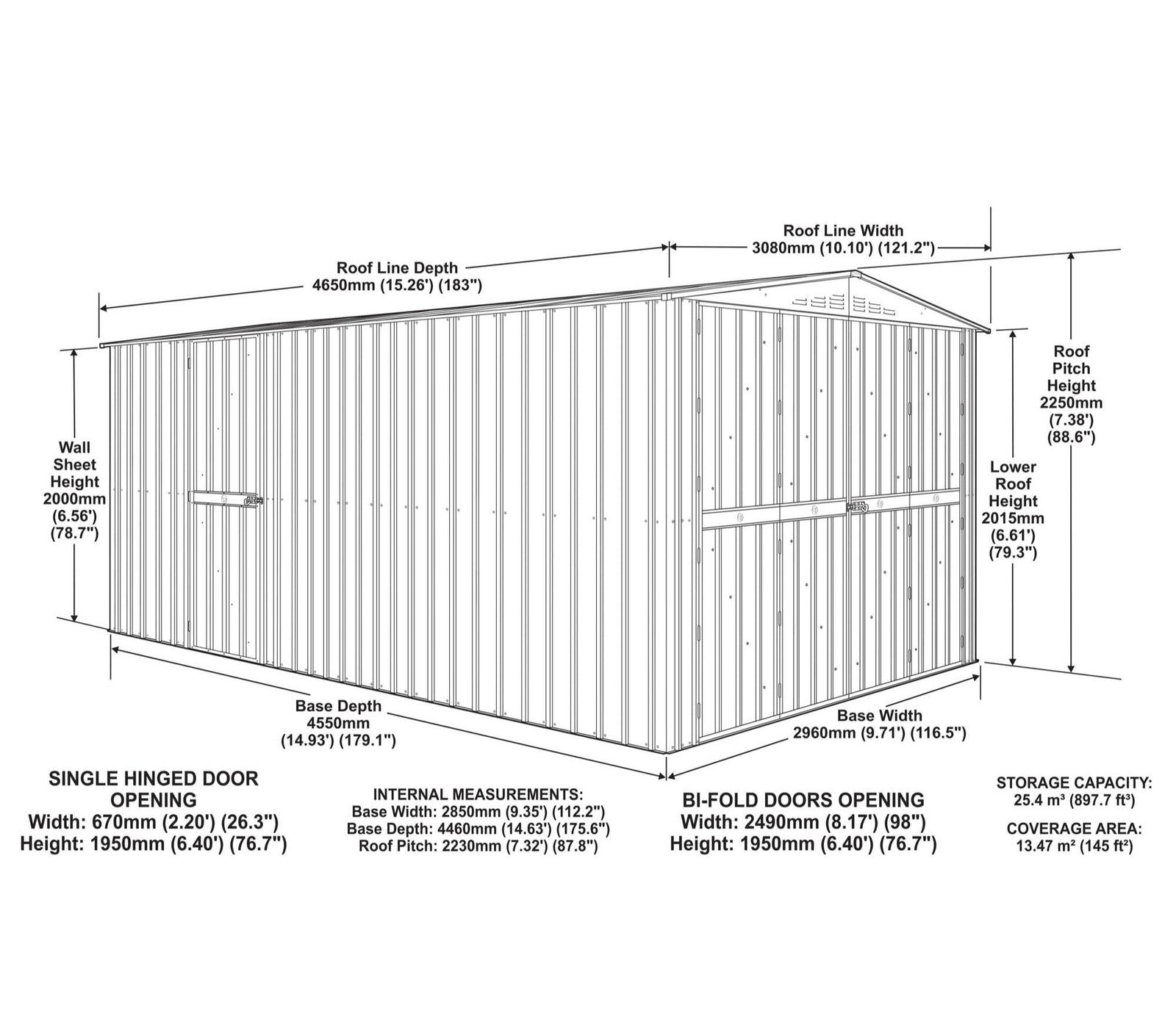 Globel 10 x 15 ft Dual Door Metal Workshop Garage - image 12