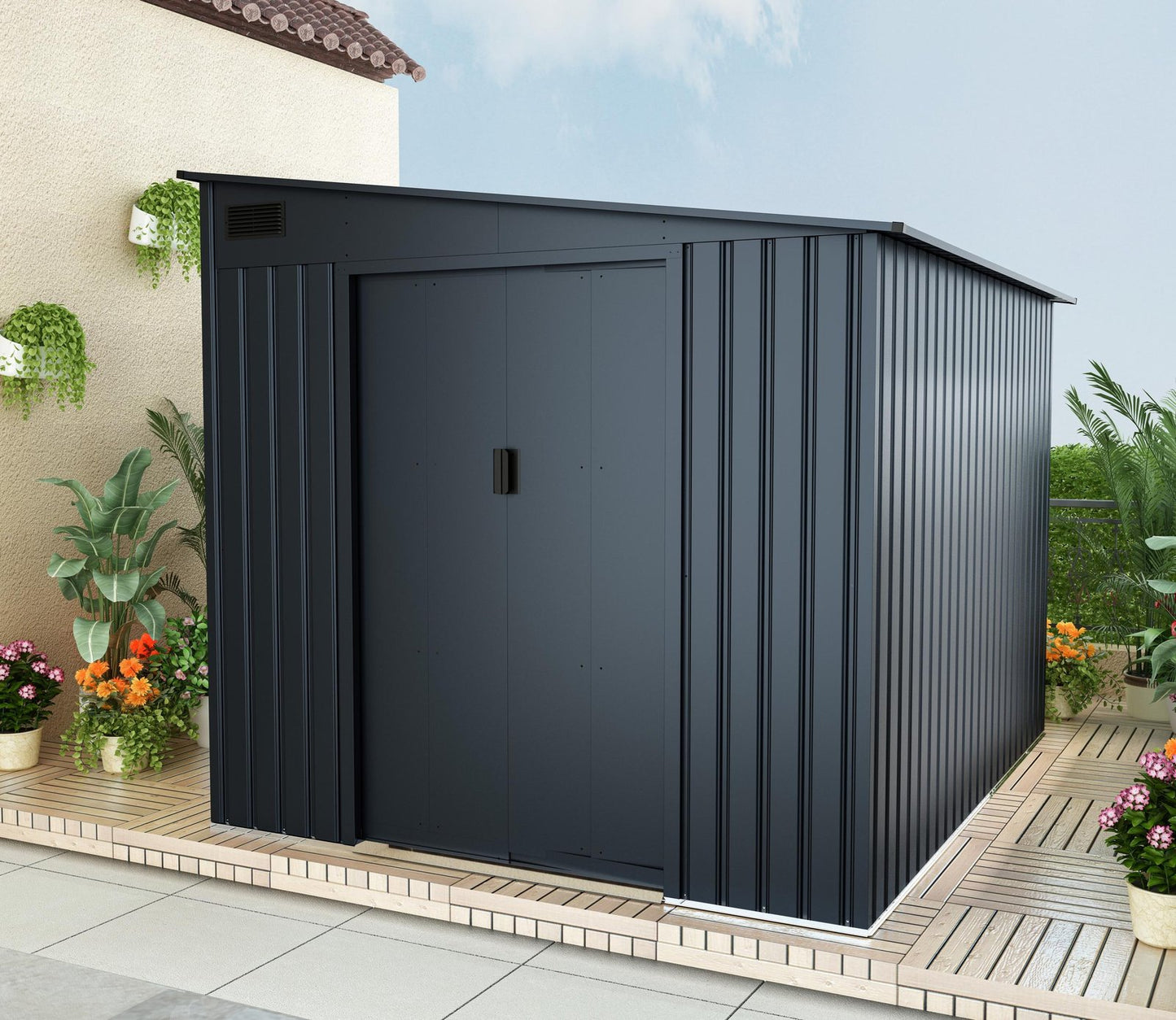Lotus Sheds Arley 7 x 9 ft Lean To Metal Shed in Grey - image 3