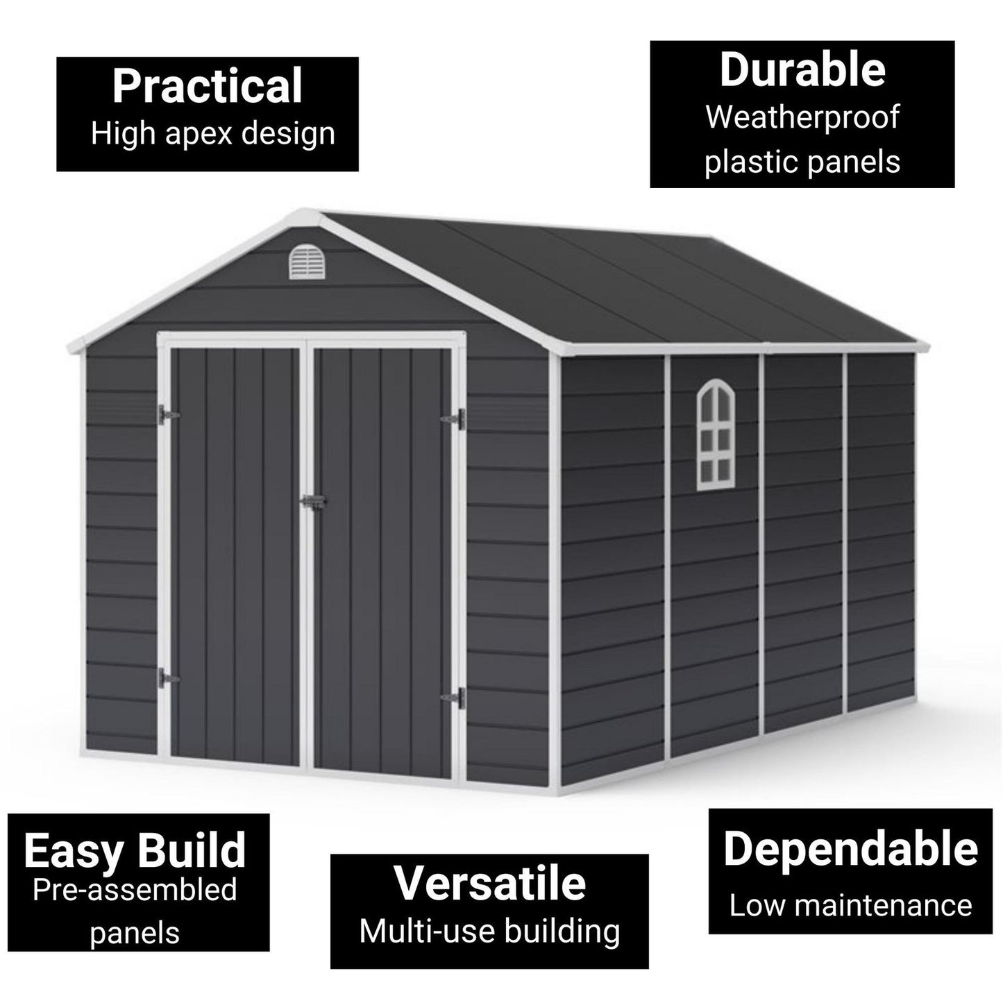 Lotus Sheds Sono 8 x 12 ft Apex Plastic Shed - image 4