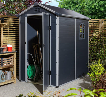 Rowlinson Airevale 4 x 6 ft Dark Grey Plastic Apex Shed - image 2