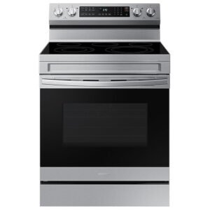 Samsung 30-in Glass Top 5 burners 6.3-cu ft Air Fry Electric Range Fingerprint Resistant