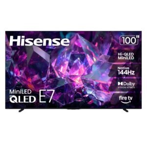 100" E7 Cinema Series Hi-QLED Mini-LED 4K UHD Smart Fire TV (100E7SF, 2026 NEW) - Native 144Hz, AI Picture, Dolby Vision IQ · Atmos, FALD, HDR10+ Adaptive, MEMC, Alexa+