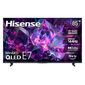 85" E7 Cinema Series Hi-QLED Mini-LED 4K UHD Smart Fire TV (85E7SF, 2026 NEW) - Native 144Hz, AI Picture, Dolby Vision IQ · Atmos, FALD, HDR10+ Adaptive, MEMC, Alexa+