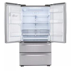 LG LRMXS2806S refrigerator with doors open